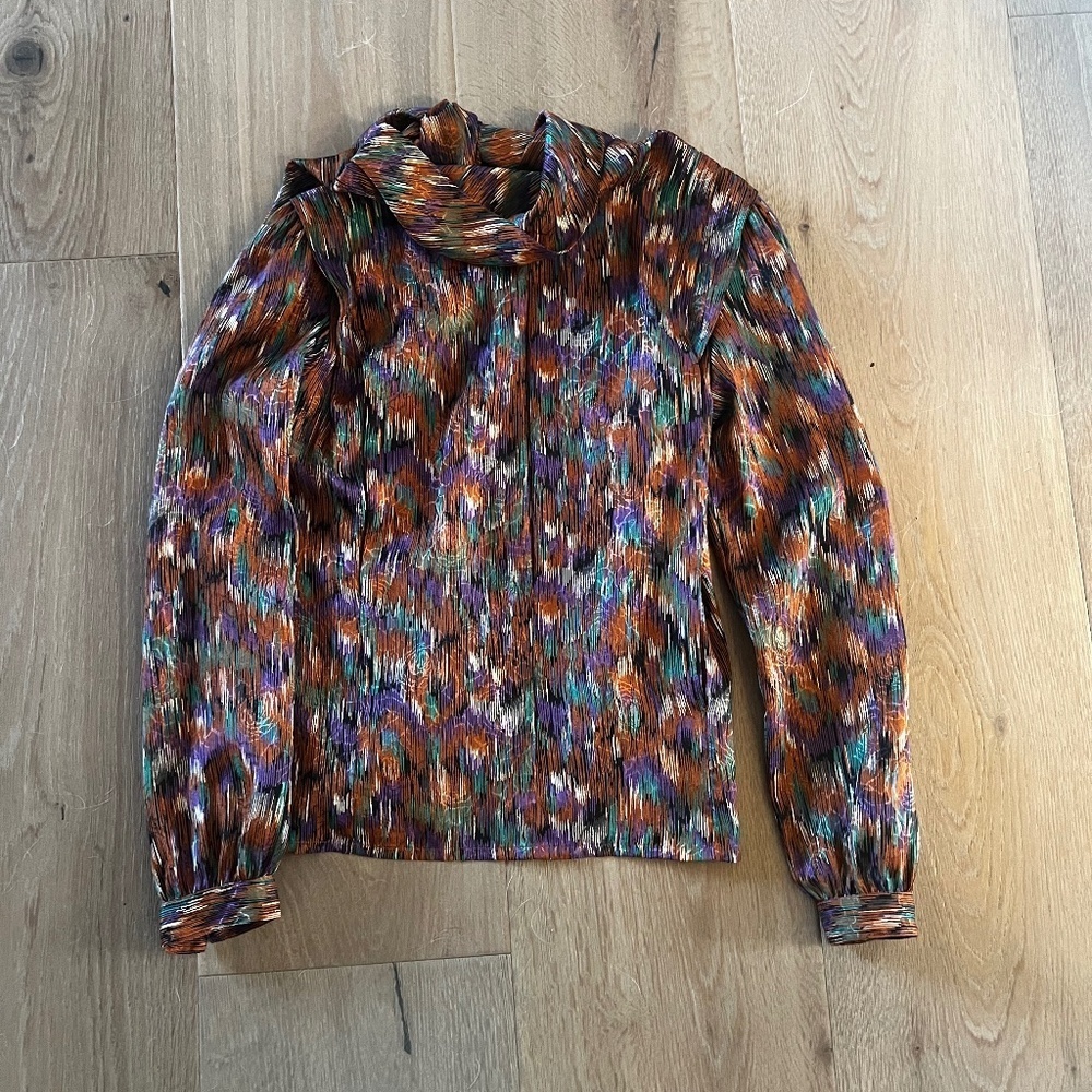 Vintage High Neck Fall Blouse - Size 8 / Fits Like Medium